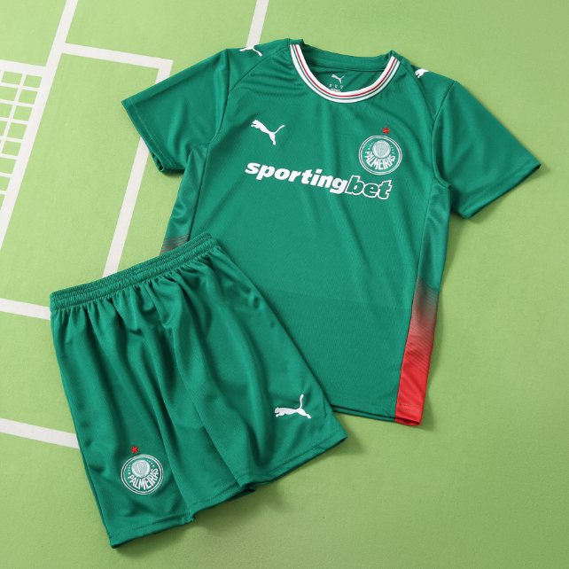 2026-27 Palmeiras Home Kids Soccer Kits Shirt With Shorts